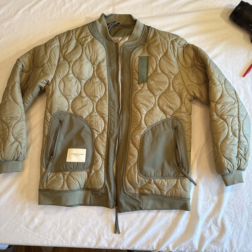 Winter Men Baseball Collar Quilted Bomber Padded XL Flight Jacket - Picture 2 of 15